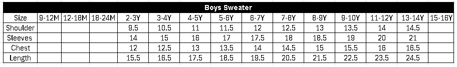 Size Chart
