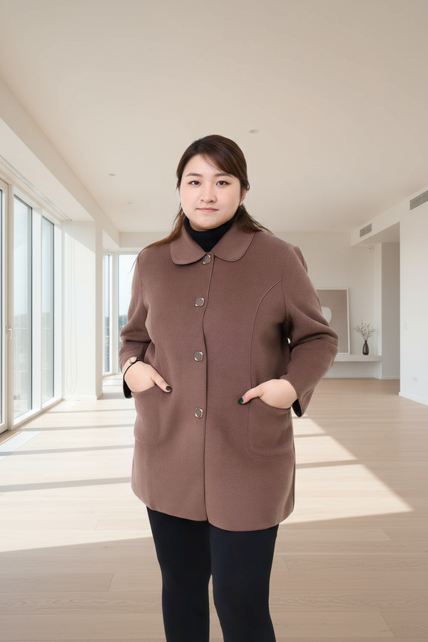 Women Light Brown Casual Coat