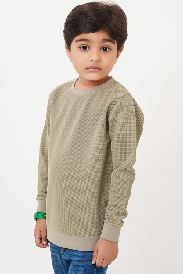Boys Olive Thermal Sweat Shirt