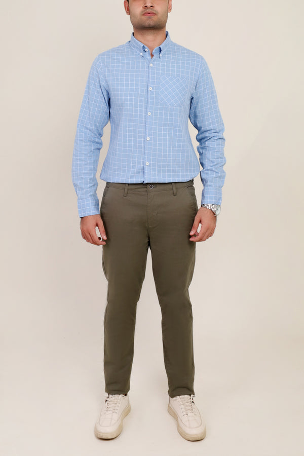 Men Olive Cotton Chino Pant