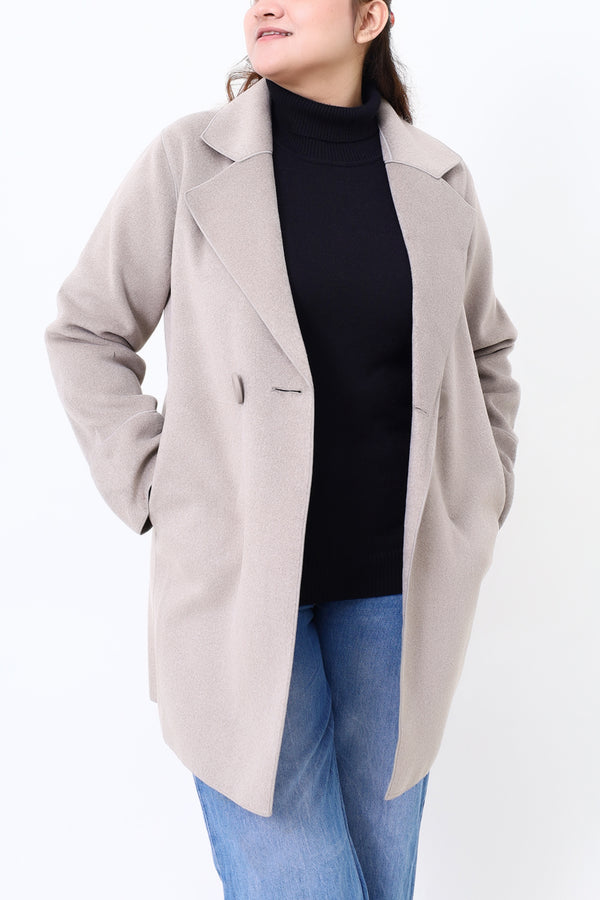 Women Cream Casual Coat
