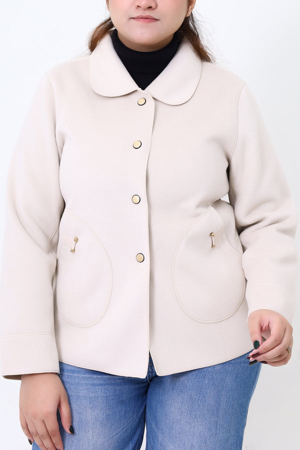 Women Off White Casual Coat