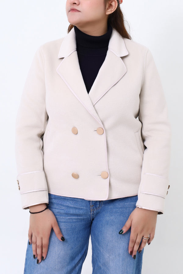 Women Beige Casual Coat