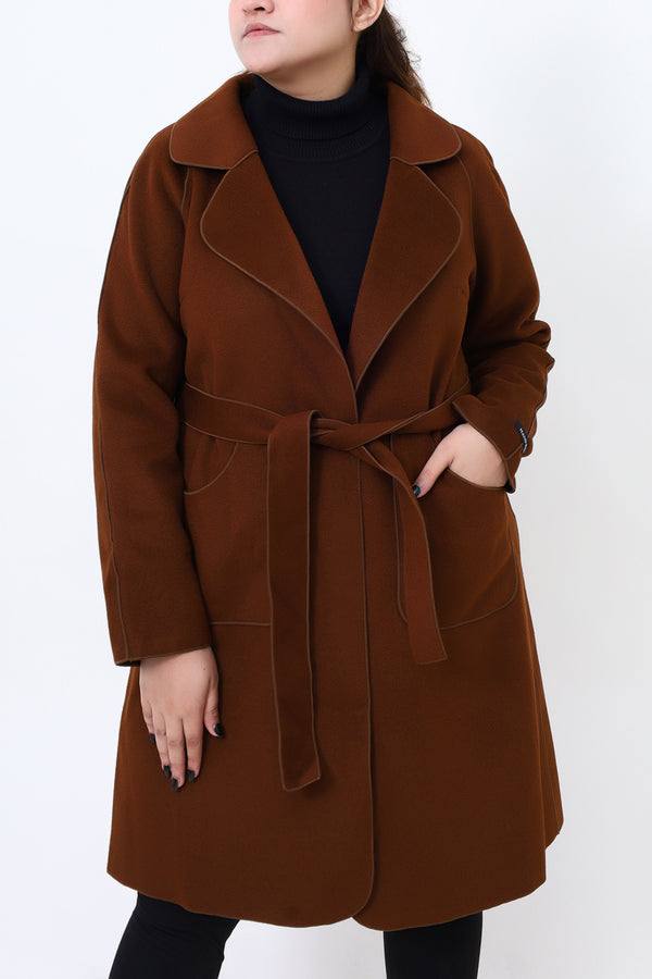 Women Chocolate Brown Casual Coat