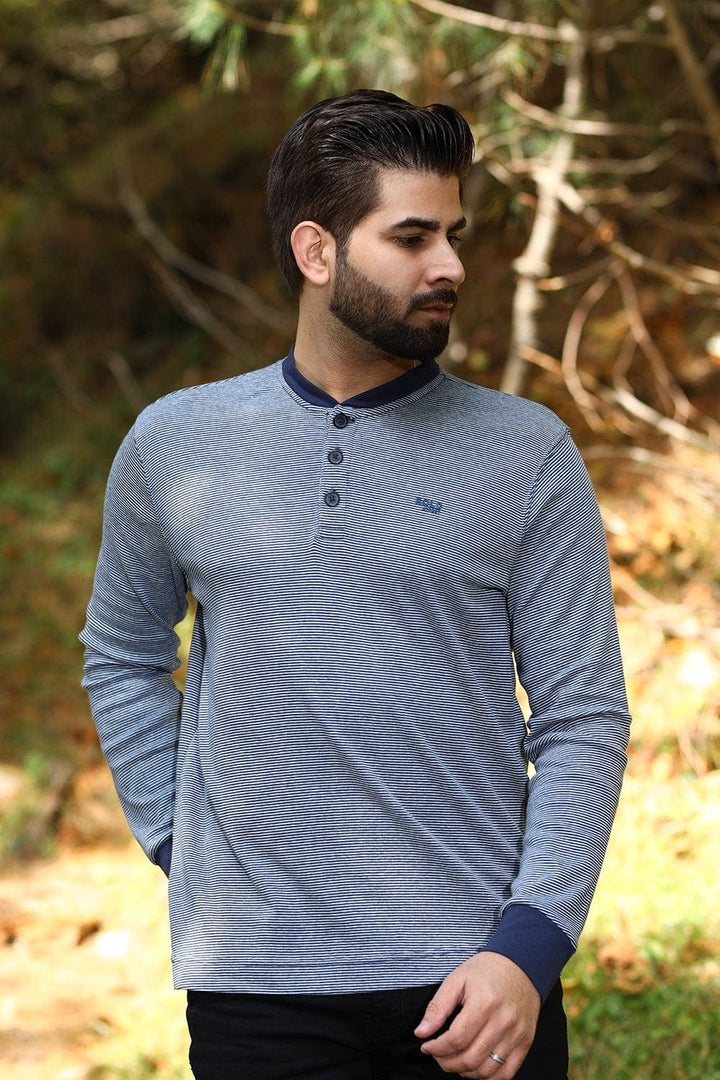 Bold Street Store -  Grey Henley Style Sweat Shirt with Lining