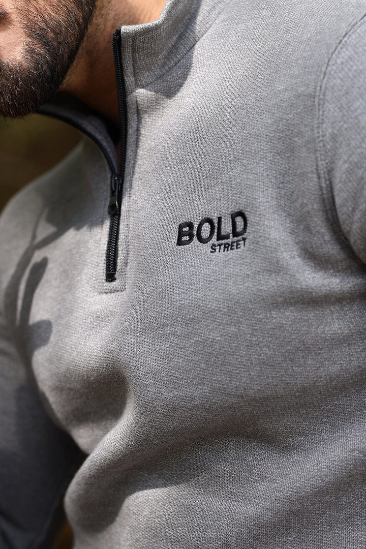 Bold Street Store -  Henley Style Zip Up Sweat Shirt