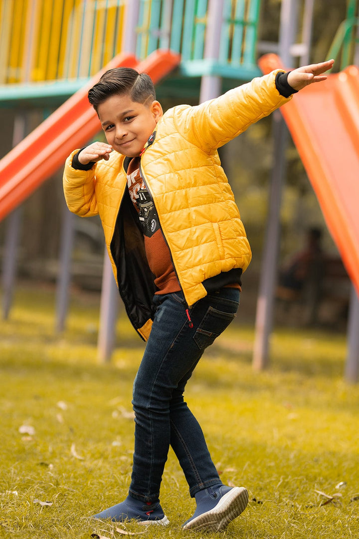 Bold Street Store -  Yellow Puffer Jacket with Black Rib