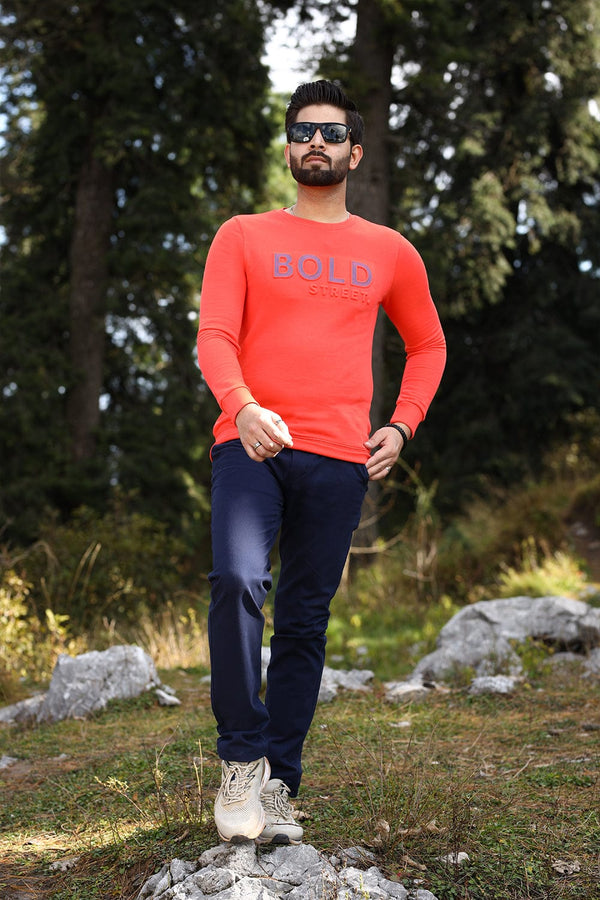 Bold Street Store -  Orange Sweat Shirt with Embossed Bold Street Logo