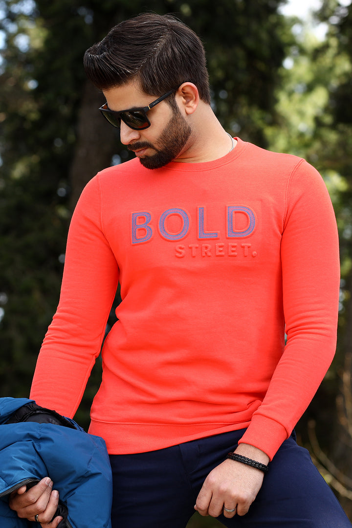 Bold Street Store -  Orange Sweat Shirt with Embossed Bold Street Logo