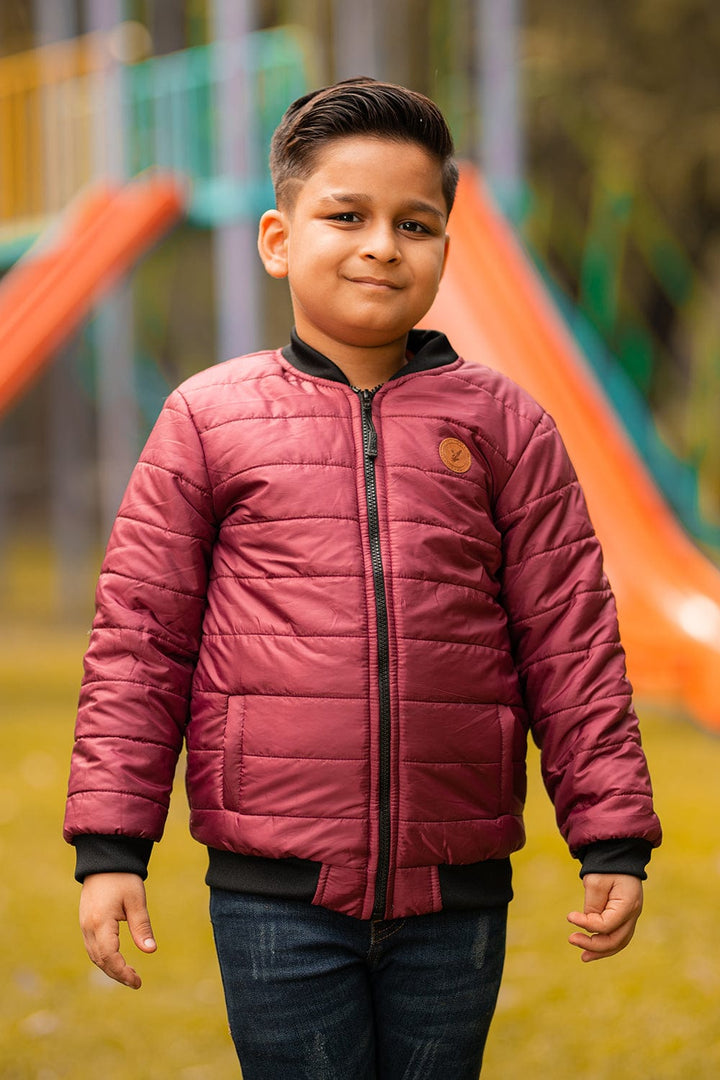 Bold Street Store -  Maroon Puffer Jacket with Black Rib