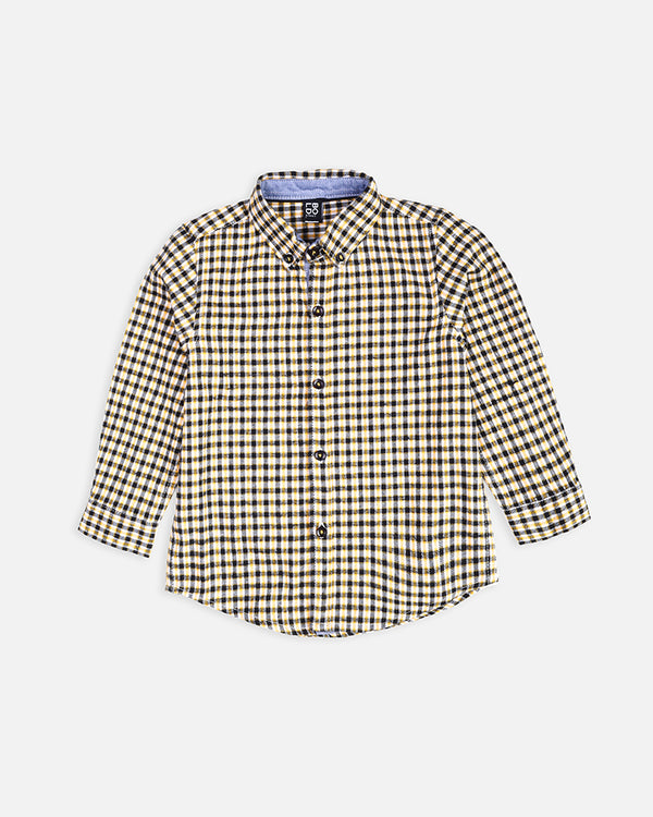 Boys Yellow & Black Check Causal Shirt