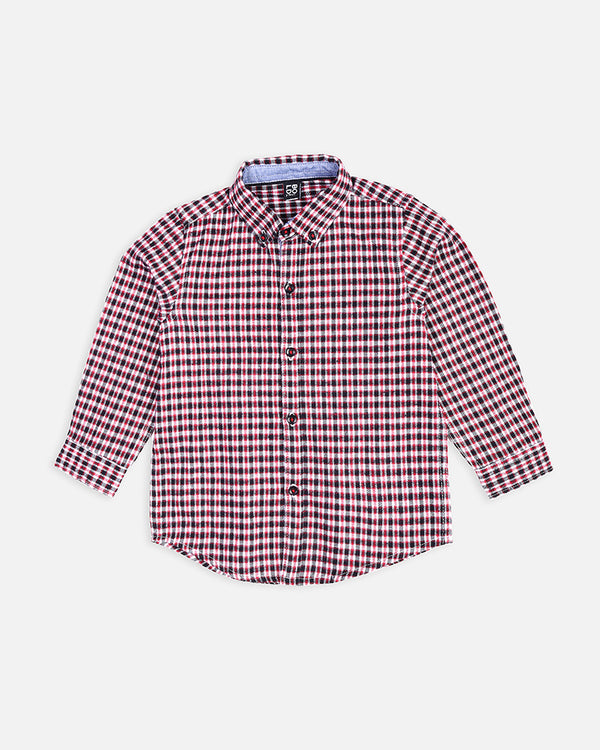 Boys Red & Black Check Causal Shirt