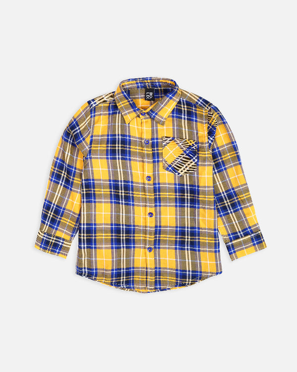 Boys Yellow & Blue Check Causal Shirt