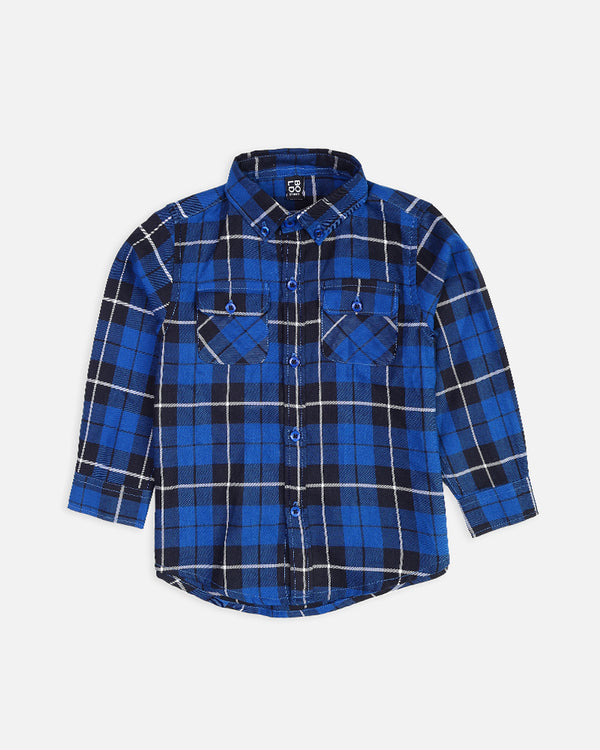 Boys Blue And Black Check Causal Shirt