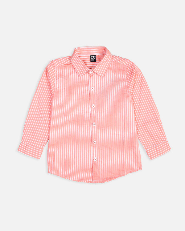 Boys Peach Causal Shirt With White Lining