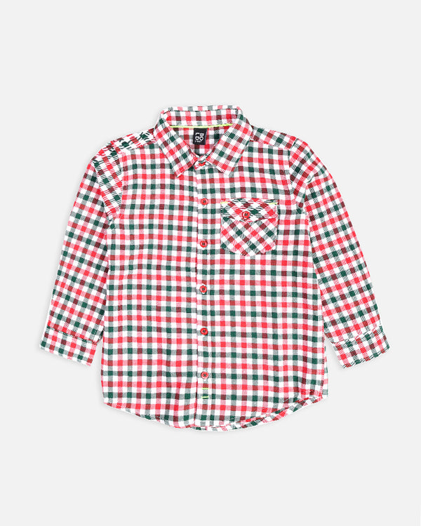 Boys Red & Green Check Causal Shirt