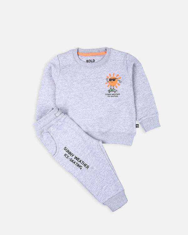 Boys Sunny Weather Printed Grey Track Suit