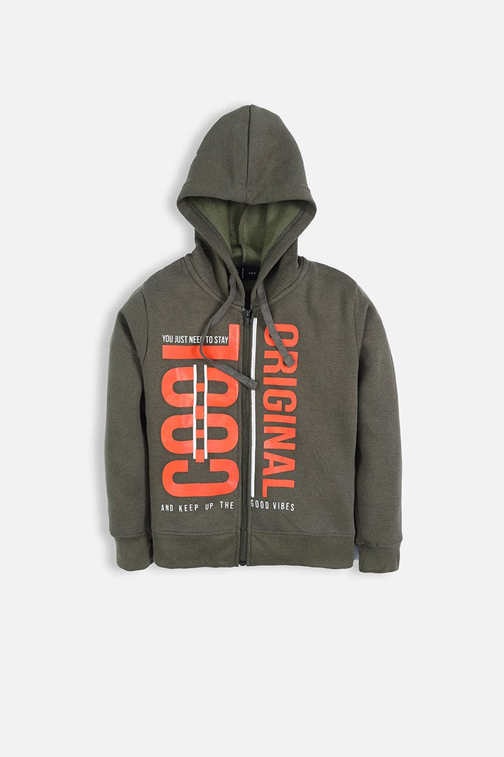 Bold Street Store -  Olive Zipper Hoody with Cool Original Graphic Print