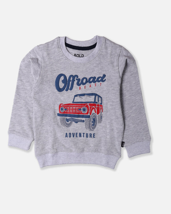 Boys Off Road Beast Printed Grey Sweat Shirt