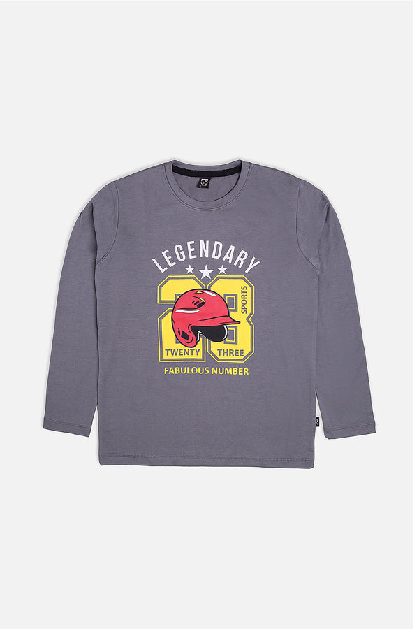Boys Grey Legendary Printed T-Shirt