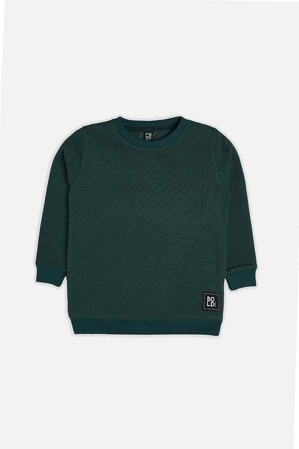 Boys Green Thermal Sweat Shirt