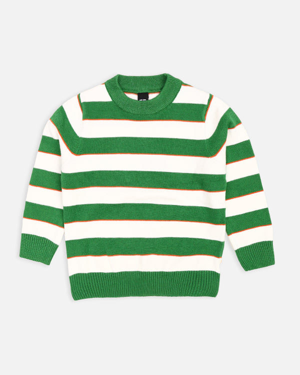 Boys Green Striper Sweater