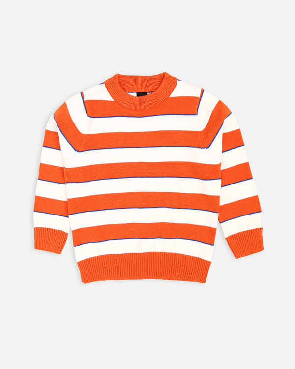 Boys Orange Striper Sweater