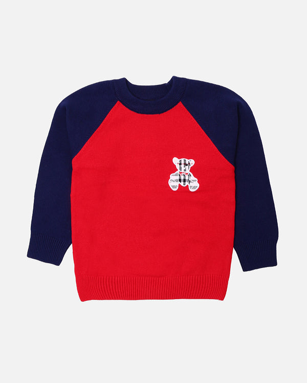 Boys Red Sweater With Front Patch