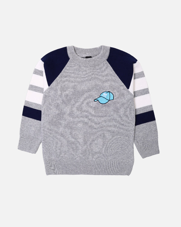 Boys Grey Panel Sweater