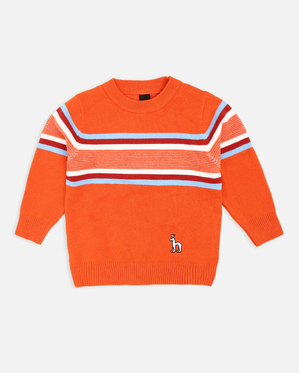 Boys Orange Striper Sweater