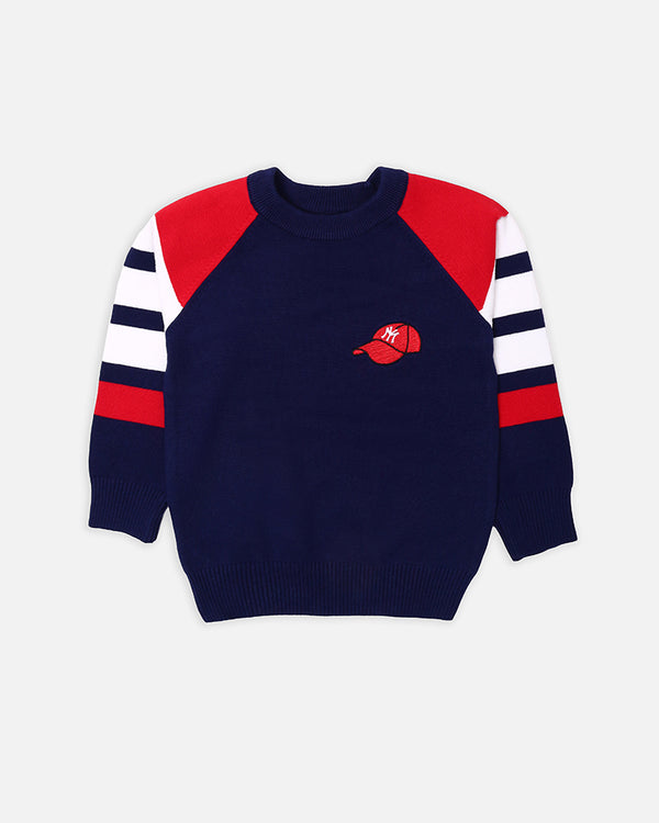 Boys Navy Panel Sweater