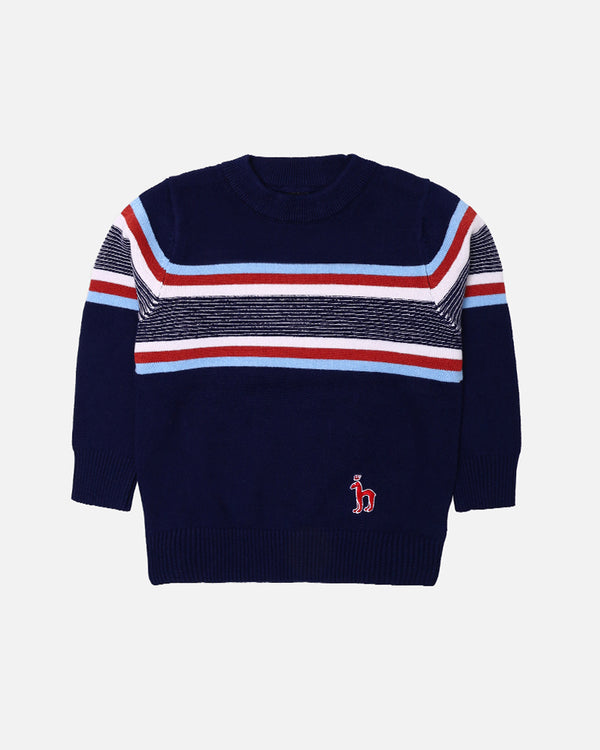 Boys Navy Striper Sweater