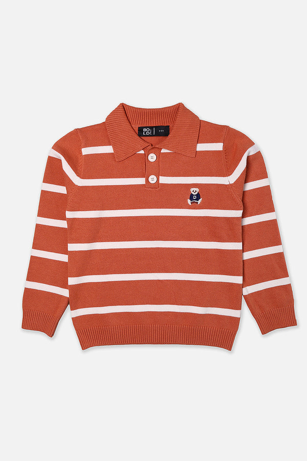 Boys Rust Henly Striper Sweater