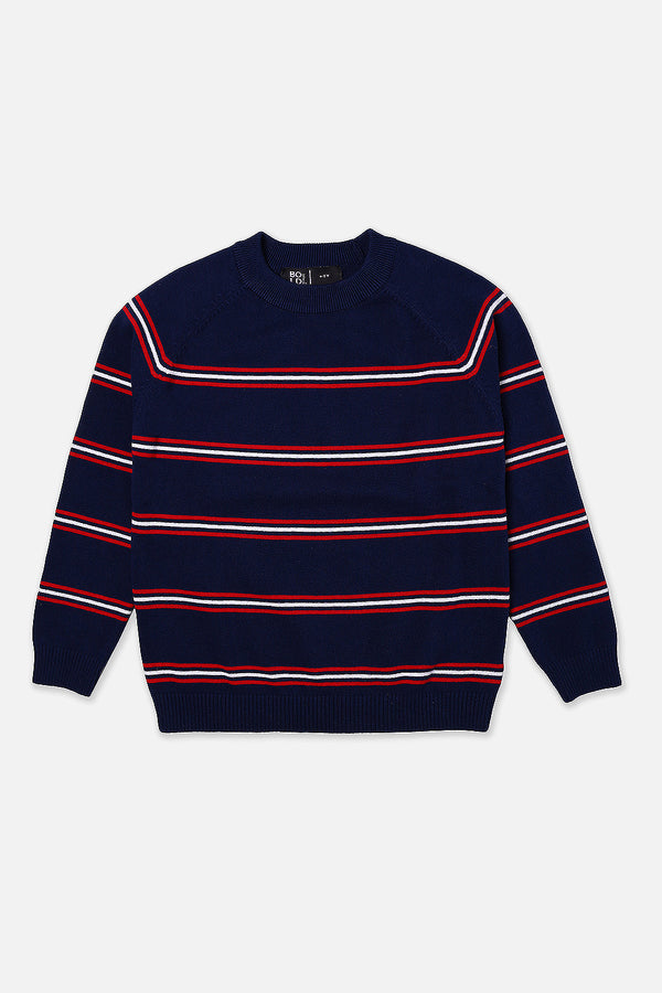 Boys Navy Striper Sweater
