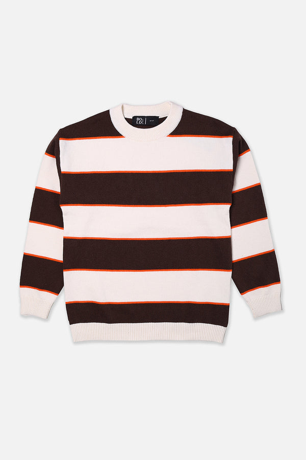 Boys Dark Brown Striper Sweater
