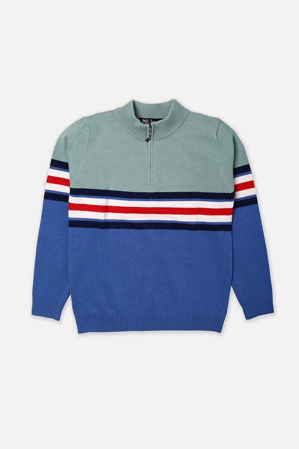 Boys Light Green Front Zip Sweater