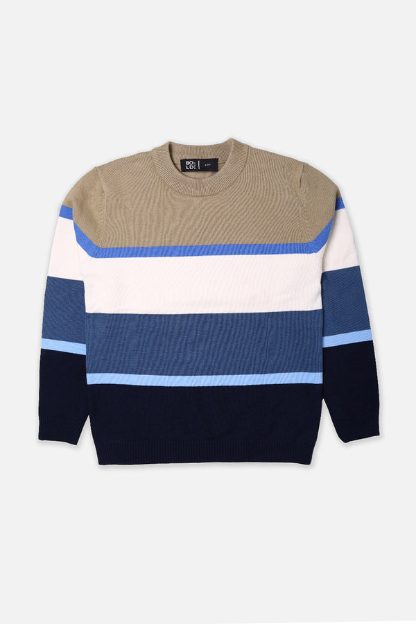 Boys Olive Striper Sweater
