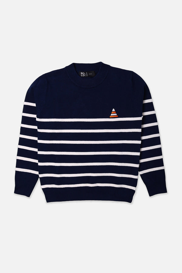 Boys Navy Striper Sweater