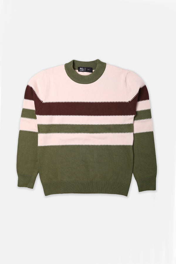 Boys Cream Striper Sweater