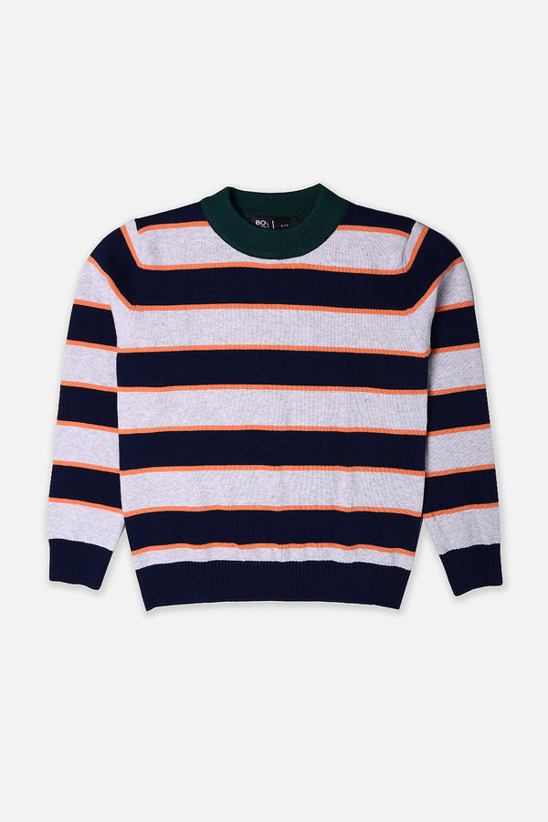 Boys Navy Striper Sweater