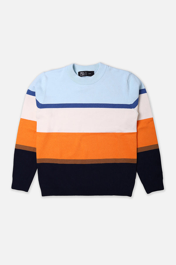 Boys Orange Striper Sweater