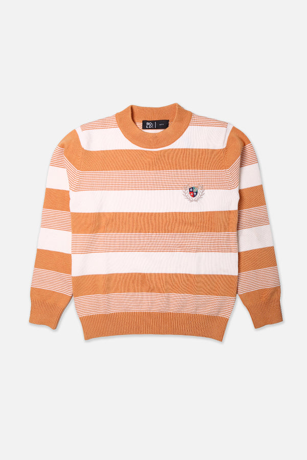 Boys Orange Striper Sweater
