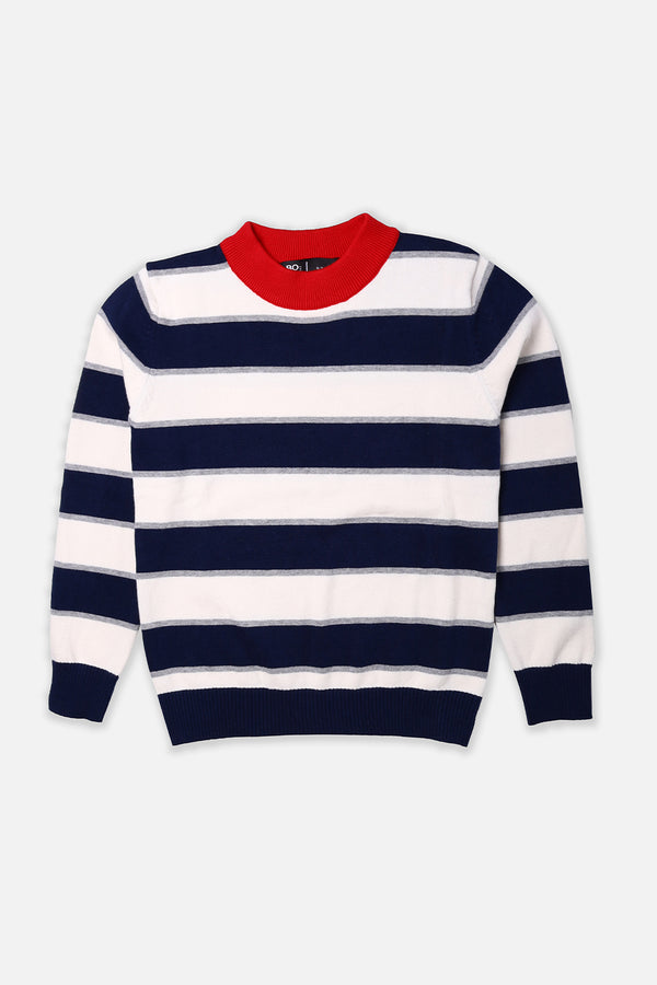Boys Off White Striper Sweater