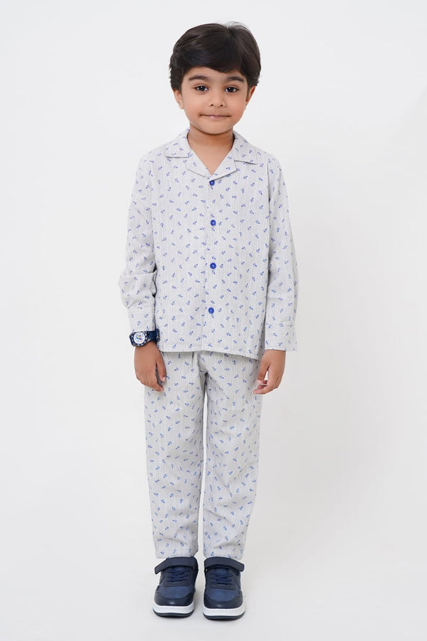 Boys Light Grey Black Print Track Suit