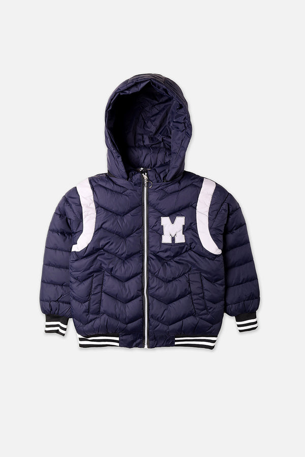 Boys Navy M Jacket With Hood