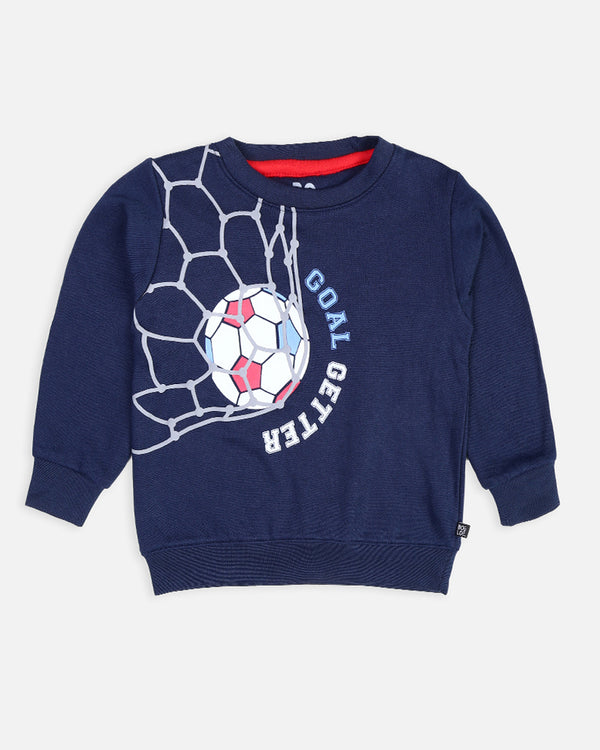 Boys Navy Goal Getter Printed Sweat Shirt