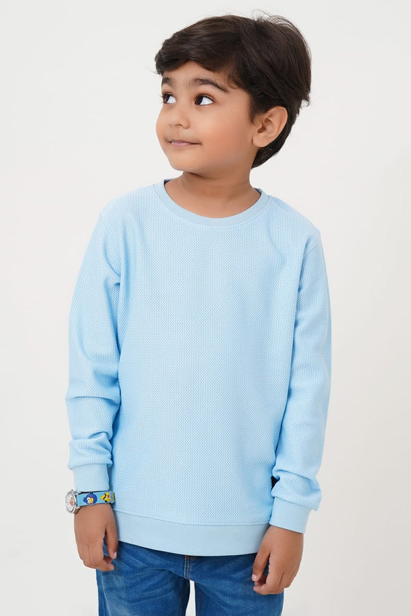 Boys Sky Blue Thermal Sweat Shirt