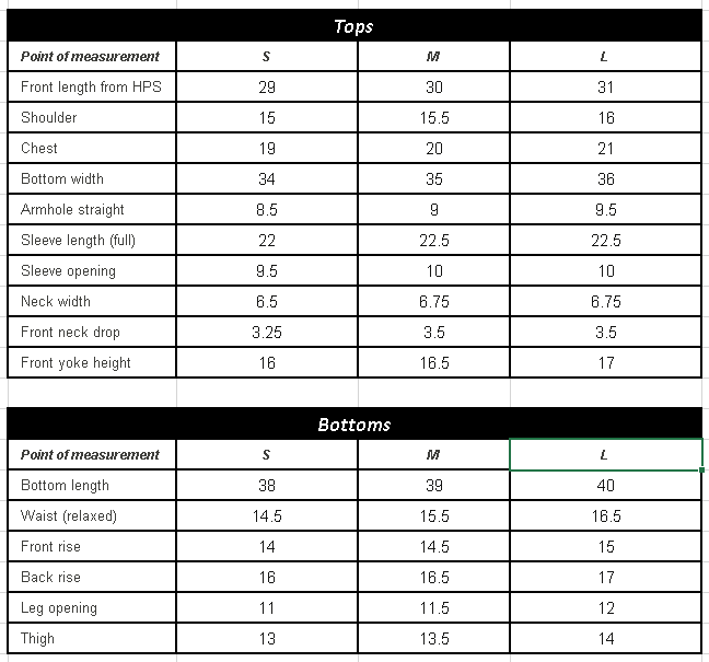 Size Chart