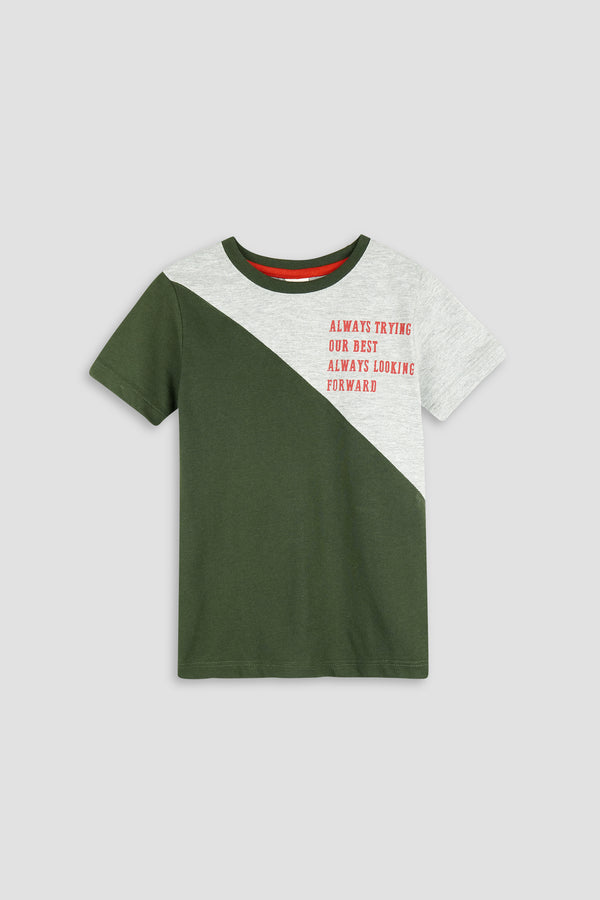 T Shirt for Boys with cutt shoe panel shirt green