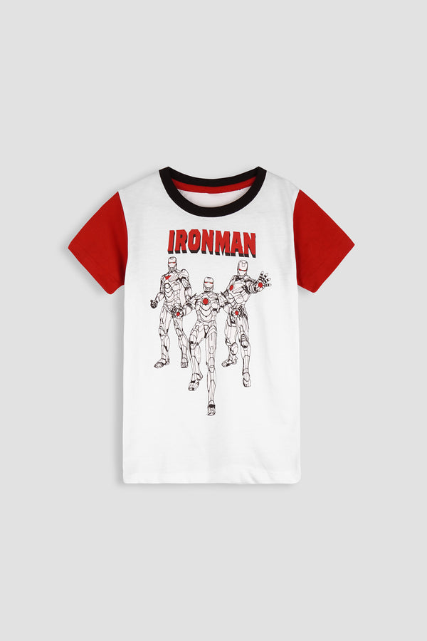 White And Red T Shirt for Boys with Ironman